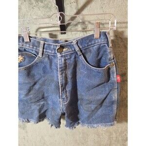 Vintage Braxton Stretch Denim Shorts Women Size 10 Blue High Rise Frayed Hem USA